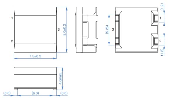 Mechanical Drawing - TDK HPL Wound Ferrite Inductors